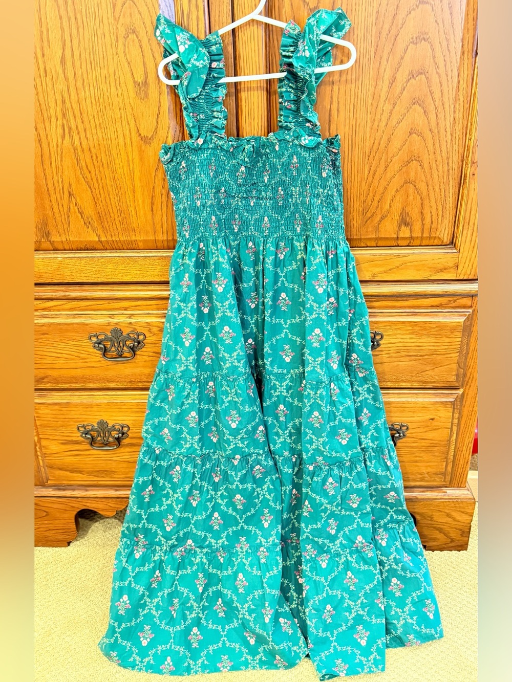 💚 🦄 HHH EUC Ellie in green trellis, size XS